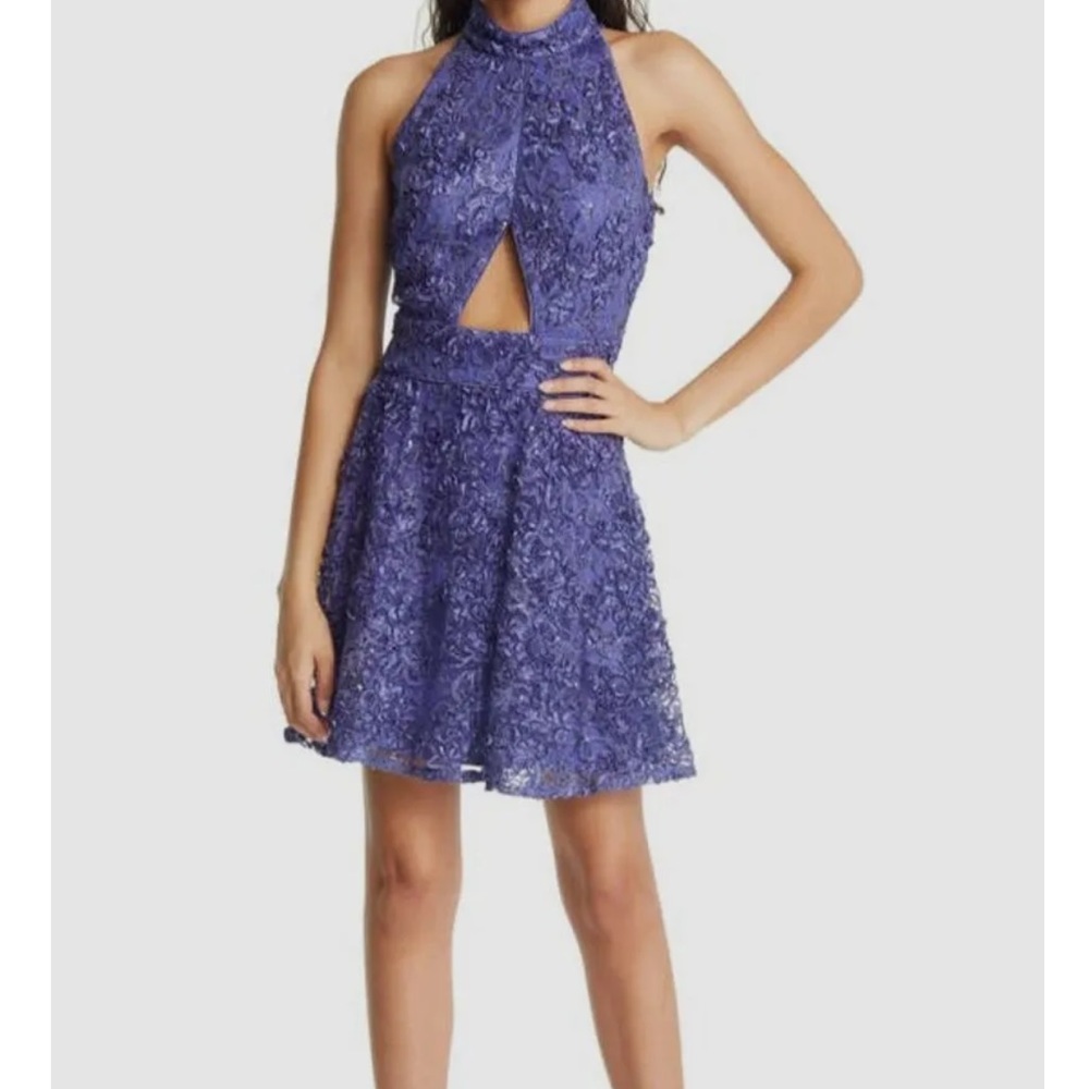 SHO By Tadashi Shoji Women's Purple Sequin Floral Fit & Flare Dress 2